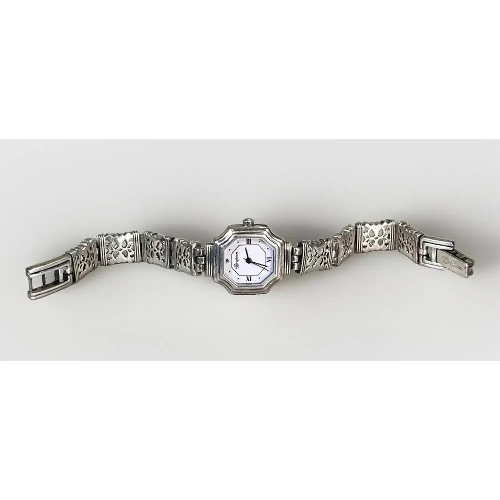 BRIGHTON Barcelona Women’s Quartz Watch Silver Tone Floral Bracelet